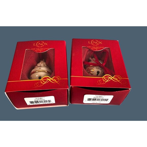 Lenox Just Jingles Joy Bell & Tree Bell Ornaments Porcelain Gold Accents 2" NIB - Picture 4 of 5
